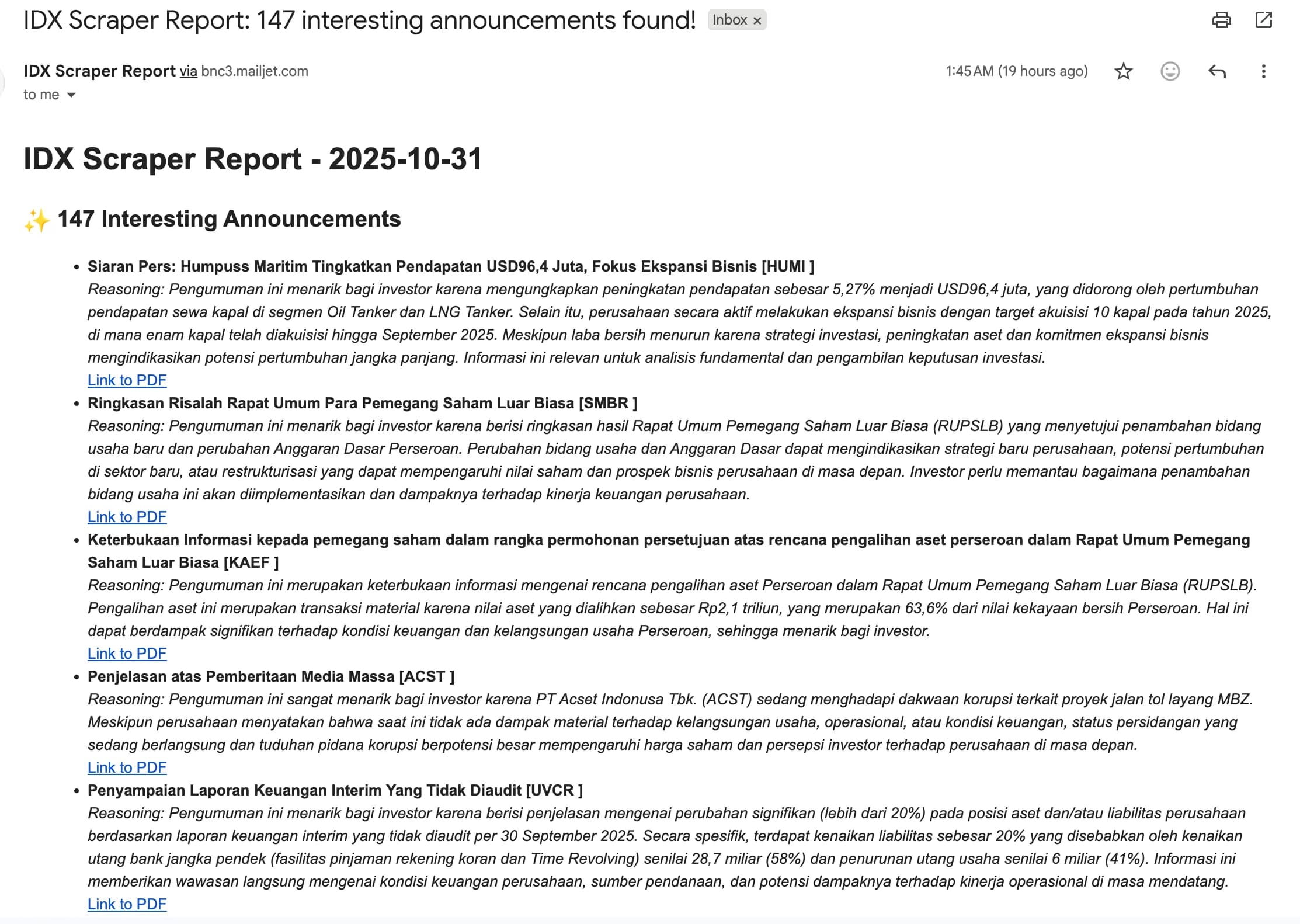 IDX Keterbukaan Informasi Scraper
